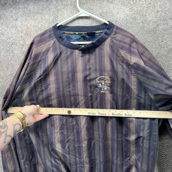 Vintage Sunice Pullover Mens 2XL Purple Navy Stripe Golf Windbreaker 2000s - Picture 8 of 14